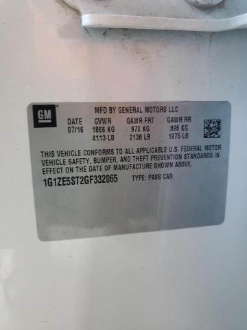 1G1ZE5ST2GF332065 - 2016 CHEVROLET MALIBU LT WHITE photo 13