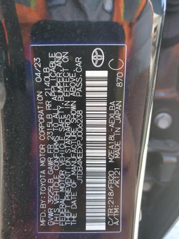 JTDB4MEEXPJ006238 - 2023 TOYOTA COROLLA LE Siyah fotoğraf 12