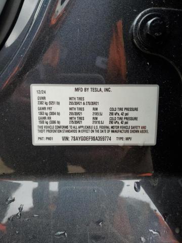 7SAYGDEF9SA359774 - 2025 TESLA MODEL Y GRAY photo 12