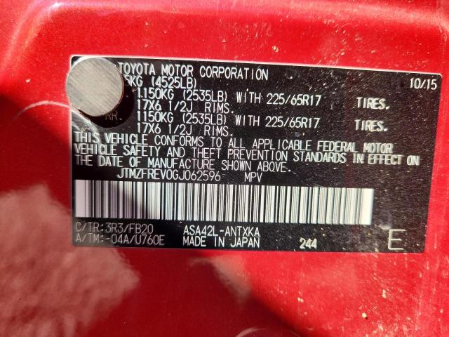 JTMZFREV0GJ062596 - 2016 TOYOTA RAV4 LE RED photo 14