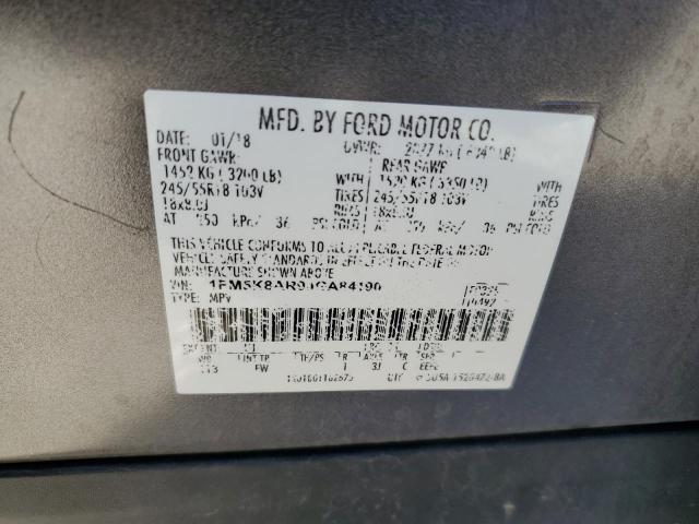 1FM5K8AR9JGA84190 - 2018 FORD EXPLORER POLICE INTERCEPTOR Gris foto 14