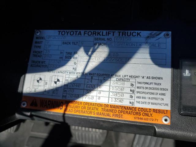 69158 - 2015 TOYOTA 8FGCU20 双色 照片 10