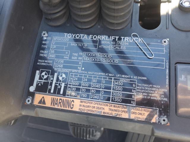 76294 - 2016 TOYOTA 8FGCU20 橙色 照片 10