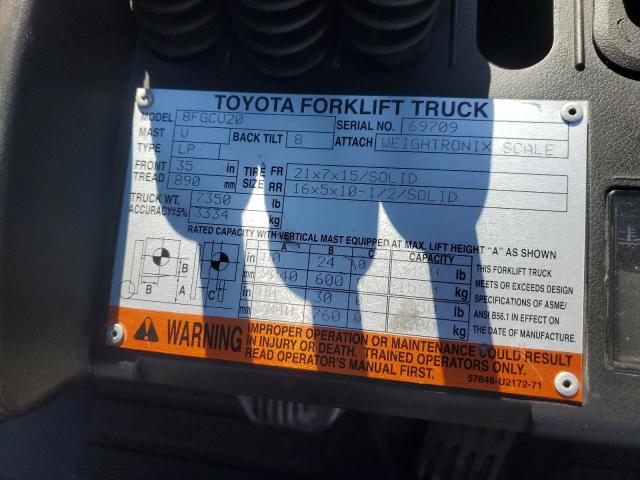 69709 - 2015 TOYOTA 8FGCU20 ORANGE photo 10