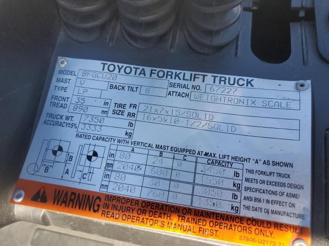 67227 - 2015 TOYOTA 8FGCU20 Narıncı foto 10