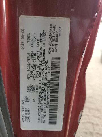 4TAWN72N6YZ652699 - 2000 TOYOTA TACOMA XTRACAB أحمر صورة 12