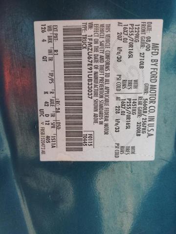 1FMZU67E91UB33037 - 2001 FORD EXPLORER S 蓝色 照片 12