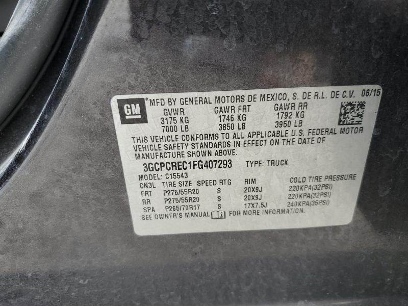 3GCPCREC1FG407293 - 2015 CHEVROLET SILVERADO C1500 LT გრაფიტი ფოტო 12