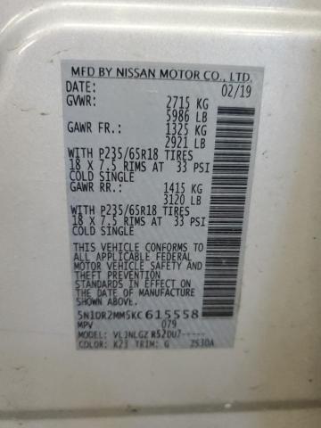 5N1DR2MM5KC615558 - 2019 NISSAN PATHFINDER S ვერცხლისფერი ფოტო 13