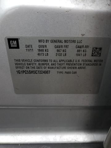 1G1PC5SH5C7224987 - 2012 CHEVROLET CRUZE LS SILVER photo 23