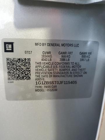 1G1ZB5ST0JF115405 - 2018 CHEVROLET MALIBU LS Күміс фото 12