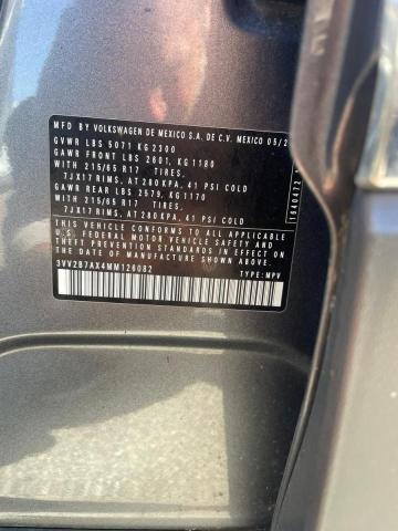 3VV2B7AX4MM126082 - 2021 VOLKSWAGEN TIGUAN SE GRAY photo 10