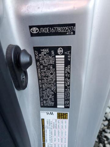 JTKDE167780225274 - 2008 TOYOTA SCION TC SILVER photo 12