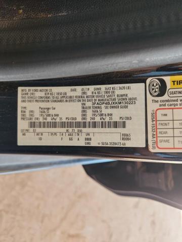 3FADP4BJXKM130223 - 2019 FORD FIESTA SE BLACK photo 12