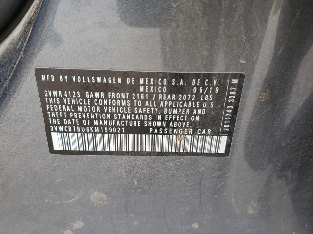 3VWCB7BU6KM199021 - 2019 VOLKSWAGEN JETTA S GRAY photo 12