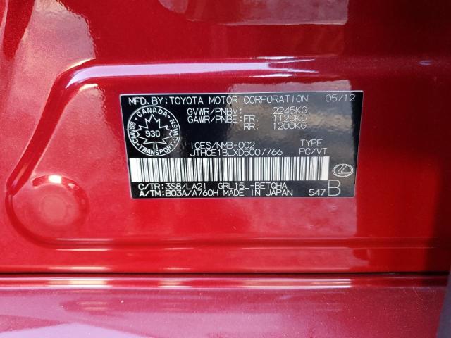 JTHCE1BLXD5007766 - 2013 LEXUS GS 350 红色 照片 12