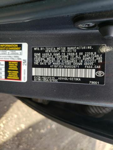 4T1BF3EK1BU603971 - 2011 TOYOTA CAMRY BASE ნაცრისფერი ფოტო 12