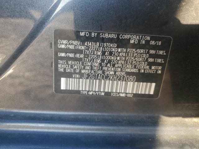 JF2GTACC2KH237080 - 2019 SUBARU CROSSTREK PREMIUM Szary zdjęcie 13