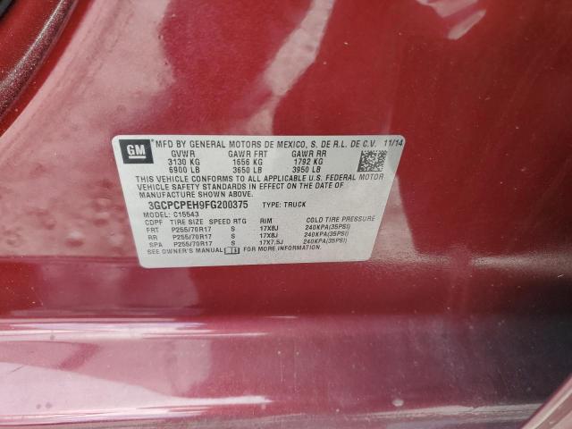3GCPCPEH9FG200375 - 2015 CHEVROLET SILVERADO C1500 BURGUNDY photo 12