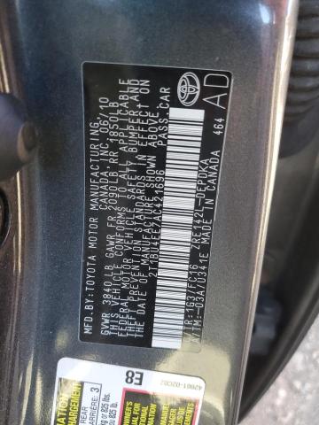 2T1BU4EE7AC421696 - 2010 TOYOTA COROLLA BASE GRAY photo 13