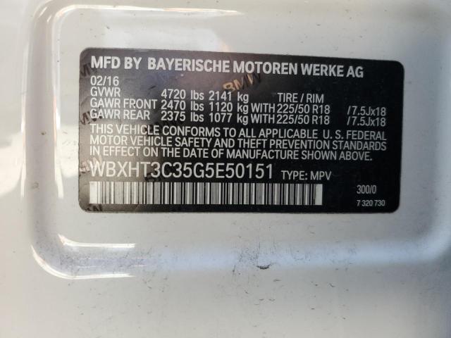 WBXHT3C35G5E50151 - 2016 BMW X1 XDRIVE28I WHITE photo 13