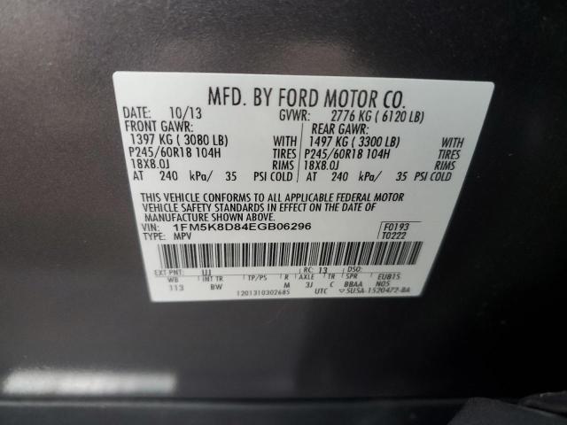 1FM5K8D84EGB06296 - 2014 FORD EXPLORER XLT GRAY photo 13