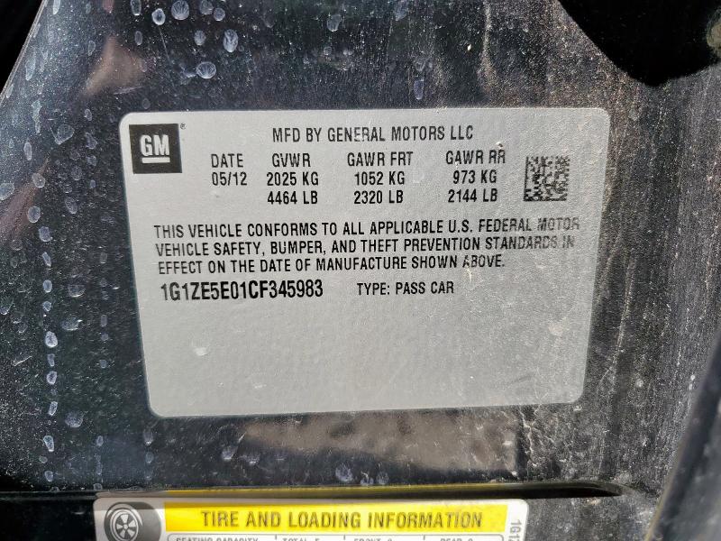 1G1ZE5E01CF345983 - 2012 CHEVROLET MALIBU LTZ BLACK photo 12