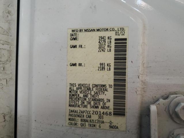 1N4AL2AP7CC201468 - 2012 NISSAN ALTIMA BASE Weiß Foto 13