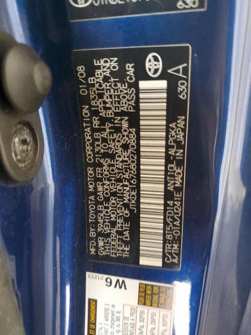 JTKDE167680270884 - 2008 TOYOTA SCION TC BLUE photo 13