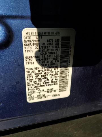 JN8AT2MV3HW018972 - 2017 NISSAN ROGUE S ლურჯი ფოტო 13