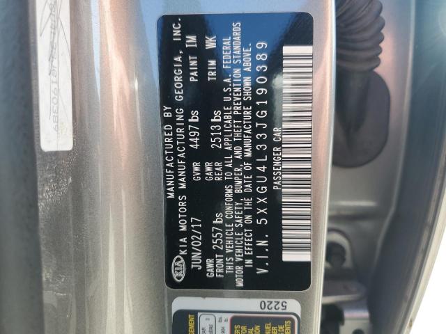 5XXGU4L33JG190389 - 2018 KIA OPTIMA EX GRAY photo 12