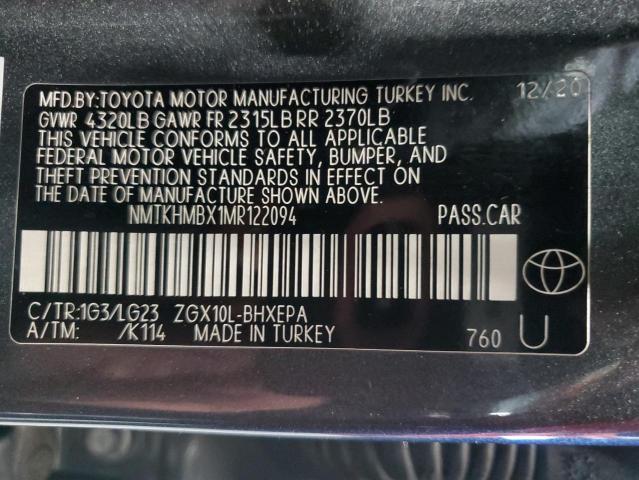 NMTKHMBX1MR122094 - 2021 TOYOTA C-HR XLE GRAY photo 13