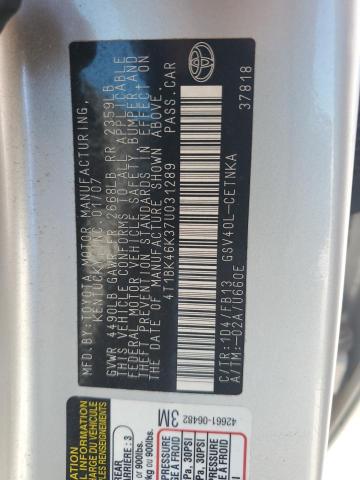 4T1BK46K37U031289 - 2007 TOYOTA CAMRY LE SILVER photo 12