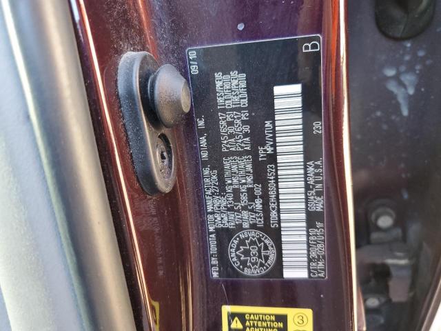 5TDBK3EH4BS044523 - 2011 TOYOTA HIGHLANDER BASE Bordo fotoğraf 13