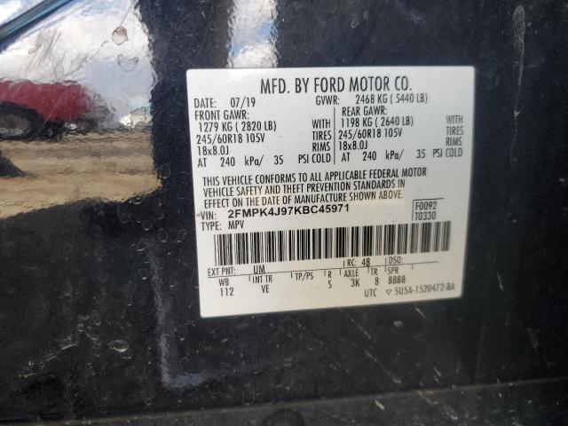 2FMPK4J97KBC45971 - 2019 FORD EDGE SEL Черный фото 13