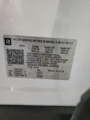3GKALTEV9KL152211 - 2019 GMC TERRAIN SLE Білий фото 13