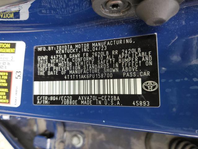 4T1T11AK6PU158700 - 2023 TOYOTA CAMRY SE NIGHT SHADE BLUE photo 12