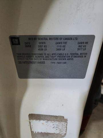 2G1WT57N891144003 - 2009 CHEVROLET IMPALA 1LT 白色 照片 12