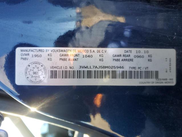 3VWLL7AJ5BM025946 - 2011 VOLKSWAGEN JETTA TDI BLUE photo 12