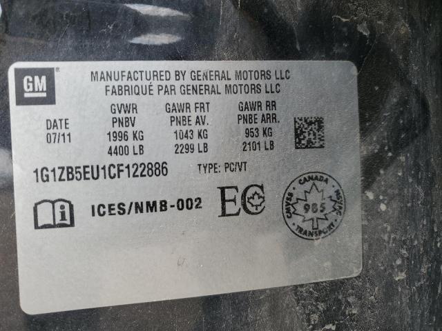 1G1ZB5EU1CF122886 - 2012 CHEVROLET MALIBU LS CHARCOAL photo 13