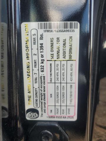 1FM5K7F83GGA99335 - 2016 FORD EXPLORER LIMITED BLACK photo 14