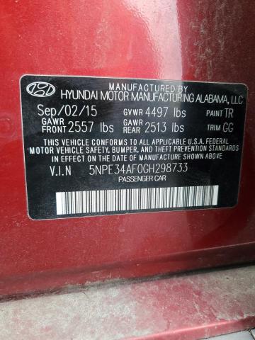 5NPE34AF0GH298733 - 2016 HYUNDAI SONATA SPORT 红色 照片 12