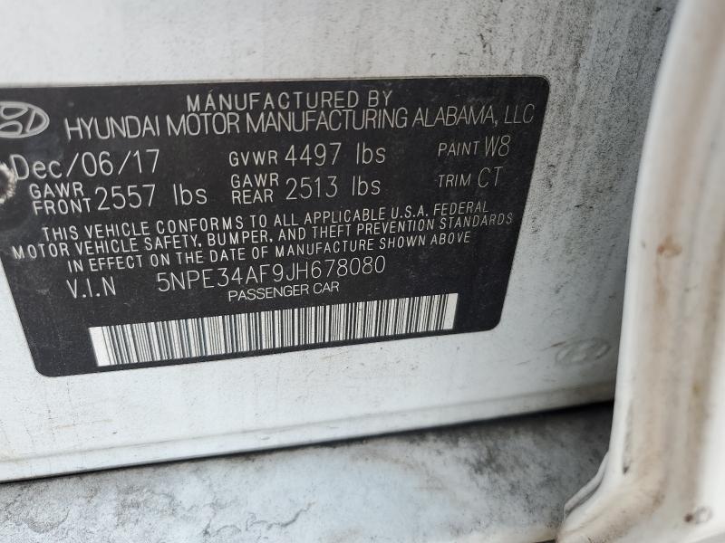 5NPE34AF9JH678080 - 2018 HYUNDAI SONATA SPORT WHITE photo 12