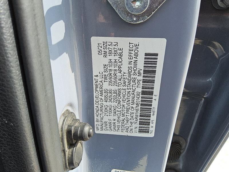 7FARW1H87ME014382 - 2021 HONDA CR-V EXL رمادي صورة 13