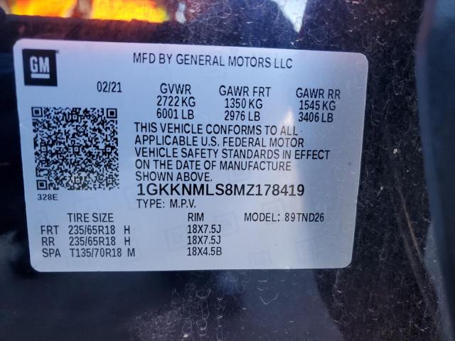 1GKKNMLS8MZ178419 - 2021 GMC ACADIA SLT 黑色 照片 13