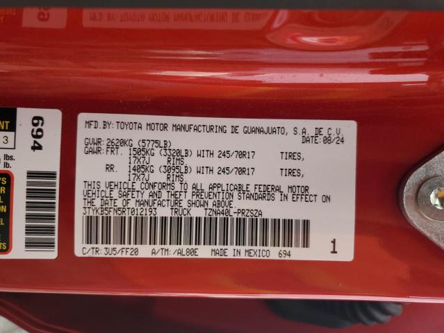 3TYKB5FN5RT012193 - 2024 TOYOTA TACOMA DOUBLE CAB Rojo foto 12