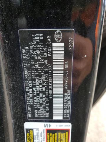 4T4BF3EK3BR114932 - 2011 TOYOTA CAMRY BASE Чорний фото 12