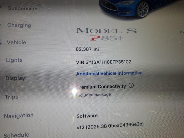5YJSA1H18EFP35102 - 2014 TESLA MODEL S Blau Foto 9