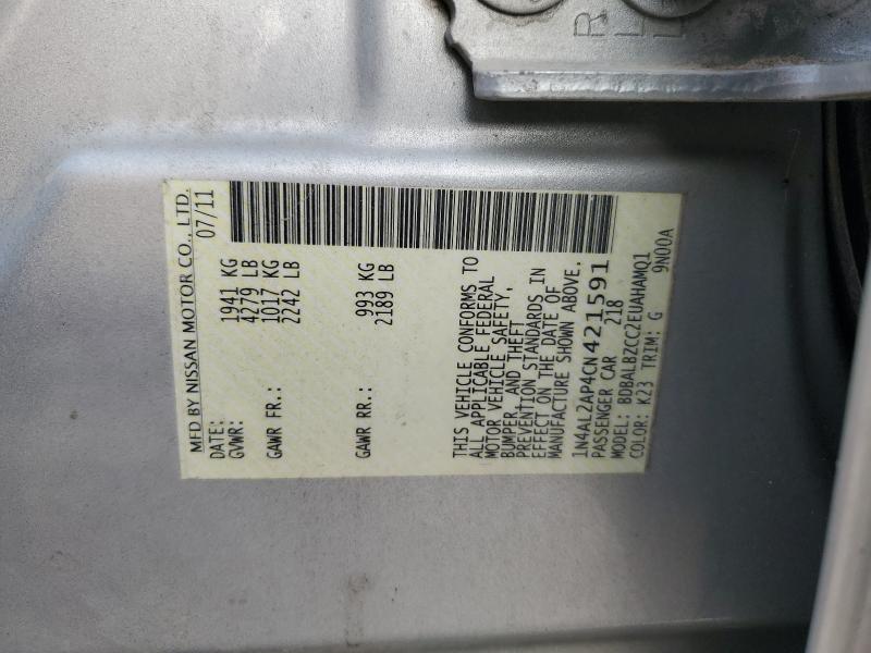 1N4AL2AP4CN421591 - 2012 NISSAN ALTIMA BASE 银色 照片 13
