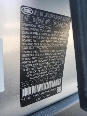 SALWR2SUXLA895337 - 2020 LAND ROVER RANGE ROVE HSE SILVER photo 13
